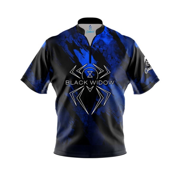 Hammer Black Widow Royal Blue Pearl Quick Ship CoolWick Sash Zip Bowling Jersey