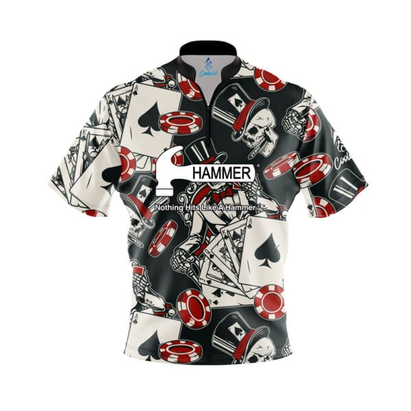 Hammer Dead Man's Hand Quick Ship CoolWick Sash Zip Bowling Jersey