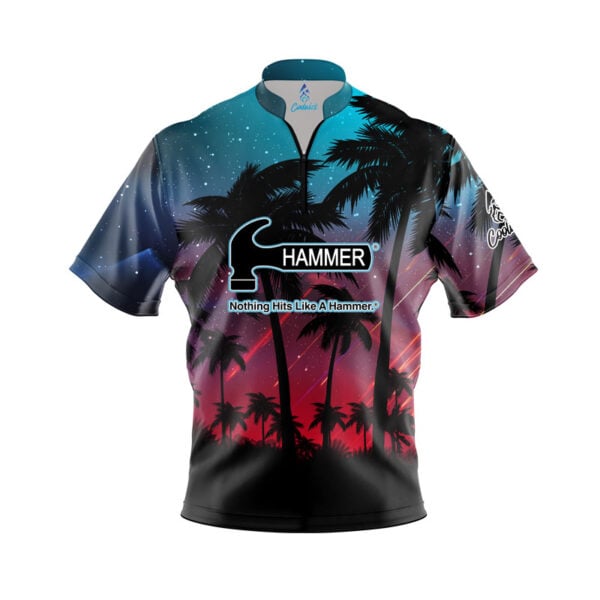 Hammer Tropical Lights Quick Ship CoolWick Sash Zip Bowling Jersey