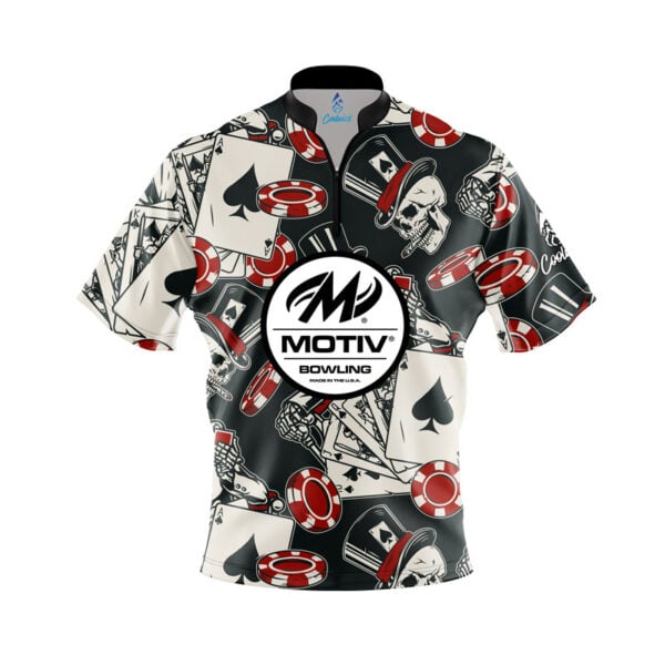 Motiv Dead Man's Hand Quick Ship CoolWick Sash Zip Bowling Jersey