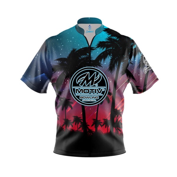 Motiv Tropical Lights Quick Ship CoolWick Sash Zip Bowling Jersey
