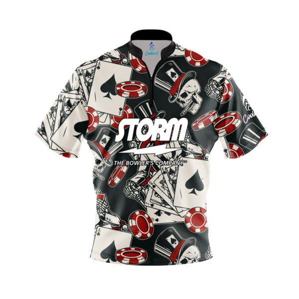 Storm Dead Man's Hand Quick Ship CoolWick Sash Zip Bowling Jersey