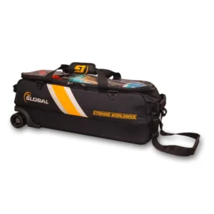 900 Global 3 Ball Travel Tote Black Gold Bowling Bag