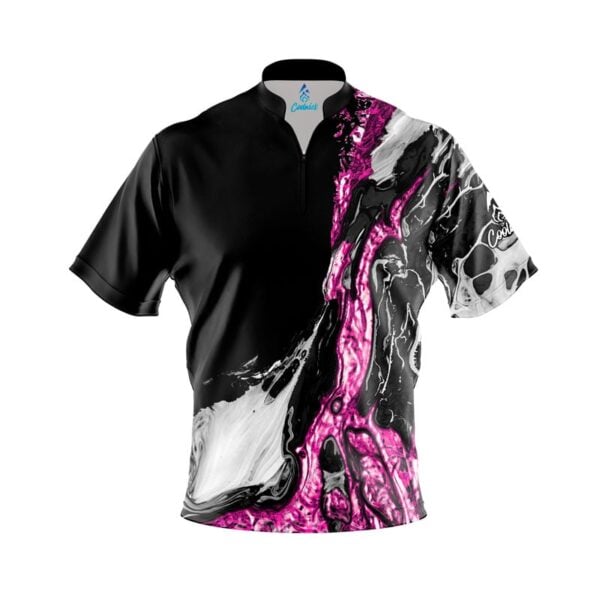 Pink Black Liquid Marble Fast Track CoolWick Bowling Jersey