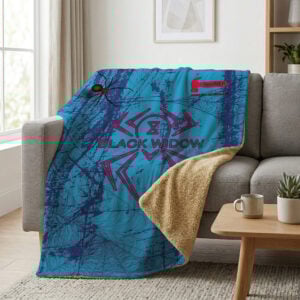 Hammer Black Widow Blue Grunge Sherpa Lined Throw Blanket