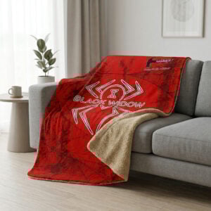 Hammer Black Widow Blood Red Grunge Sherpa Lined Throw Blanket