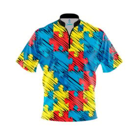 Autism Awareness Puzzle Pieces Fast Track CoolWick Bowling Jersey