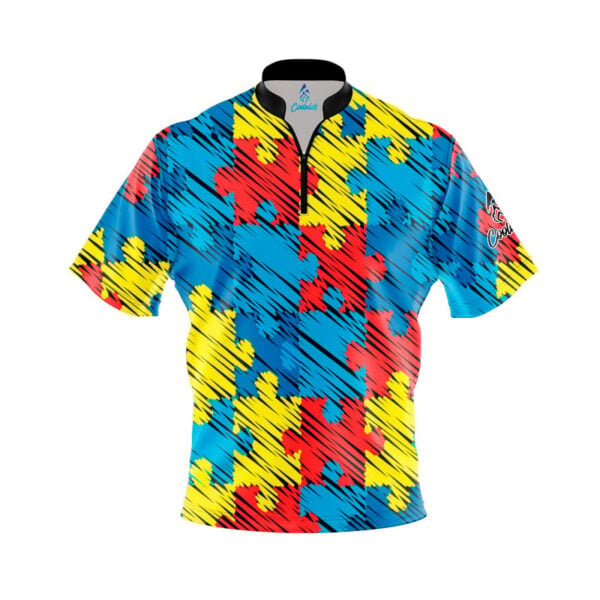 Autism Awareness Puzzle Pieces Fast Track CoolWick Bowling Jersey