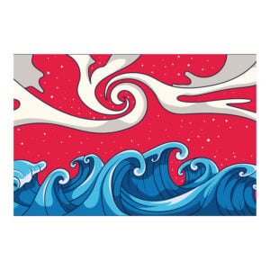 Plain Japanese Waves Bowling Towel
