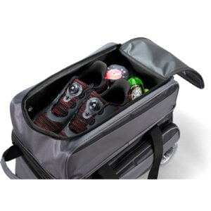 KR Strikeforce Konvoy 2 Ball Double Roller Black Smoke Bowling Bag - shoe and accessory compartments
