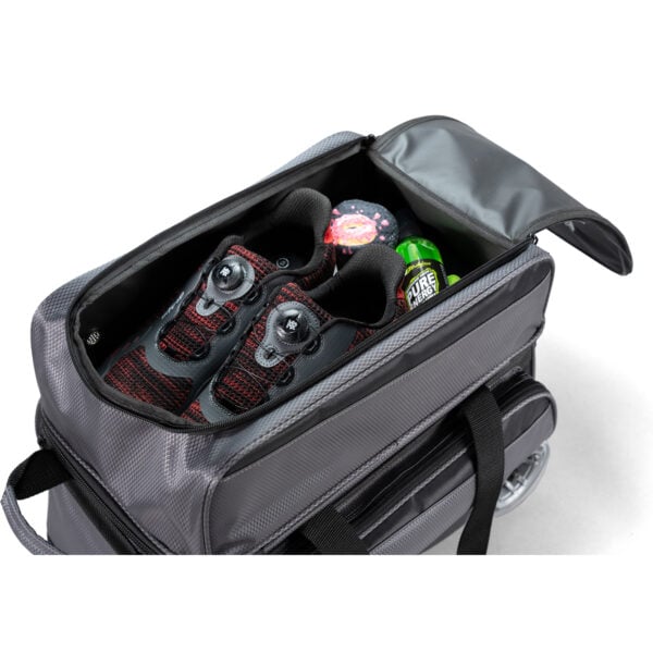KR Strikeforce Konvoy 2 Ball Double Roller Black Smoke Bowling Bag - shoe and accessory compartments