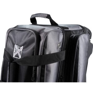 KR Strikeforce Konvoy 2 Ball Double Roller Black Smoke Bowling Bag - top close-up