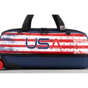 KR Dye Sub 3 Ball Slim Triple Roller USA Bowling Bag - side close-up