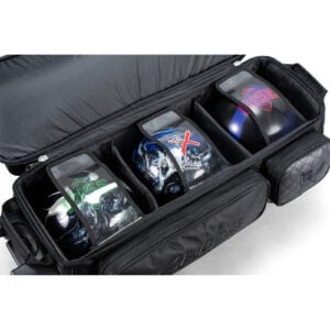 KR Strikeforce Diamond Dually 3 Ball Triple Roller Black Bowling Bag - ball compartment detail