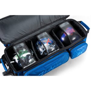 KR Strikeforce Diamond Dually 3 Ball Triple Roller Baltic Blue Bowling Bag - ball compartment detail