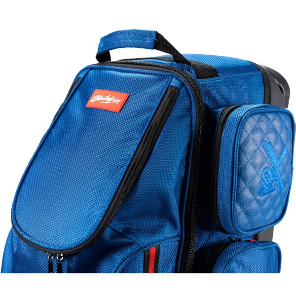 KR Strikeforce Diamond Dually 3 Ball Triple Roller Baltic Blue Bowling Bag - top close-up