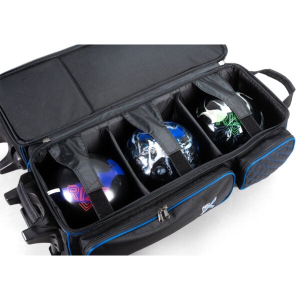 KR Strikeforce Cruiser 4x4 Black Royal 4-Ball Bowling Bag - ball compartment detail