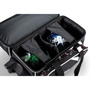 KR Cruiser 2 Ball Double Roller Black Red White Splash Bowling Bag - ball compartment detail