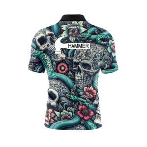Alternative view of Hammer Skull Snakes Quick Ship CoolWick Sash Zip Bowling Jersey