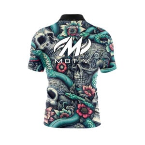 Alternative view of Motiv Skull Snakes Quick Ship CoolWick Sash Zip Bowling Jersey