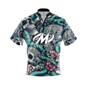 Motiv Skull Snakes Quick Ship CoolWick Sash Zip Bowling Jersey
