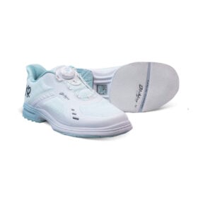KR Strikeforce Lady Jet White Teal Womens Bowling Shoes - pair detail