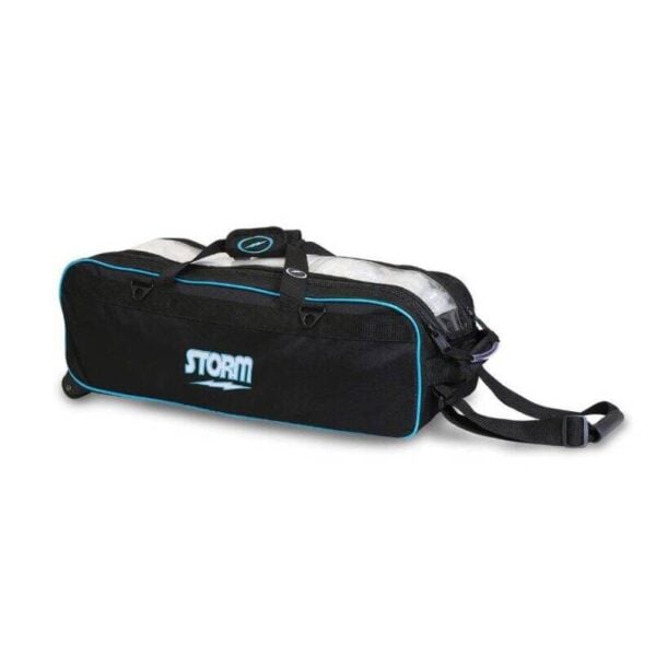 Storm 3 Ball Tournament Roller Tote Black Blue Bowling Bag