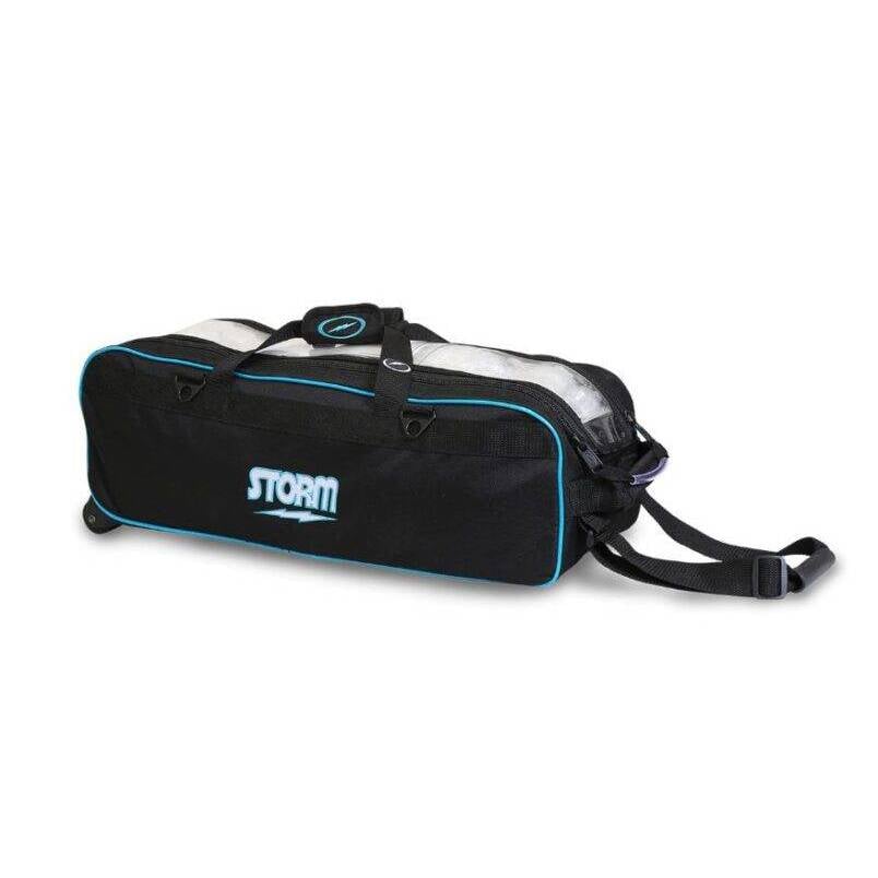 Storm 3 Ball Tournament Roller Tote Black Blue Bowling Bag