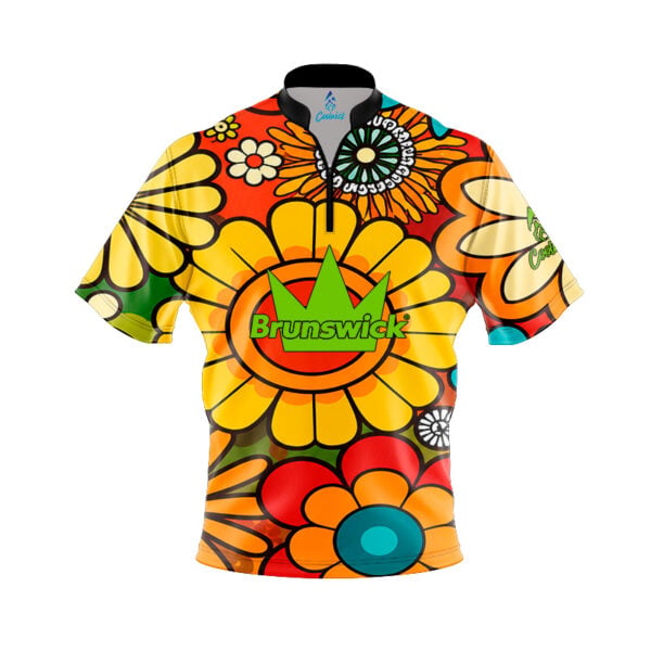 Brunswick Retro Flowers Fast Track CoolWick Bowling Jersey