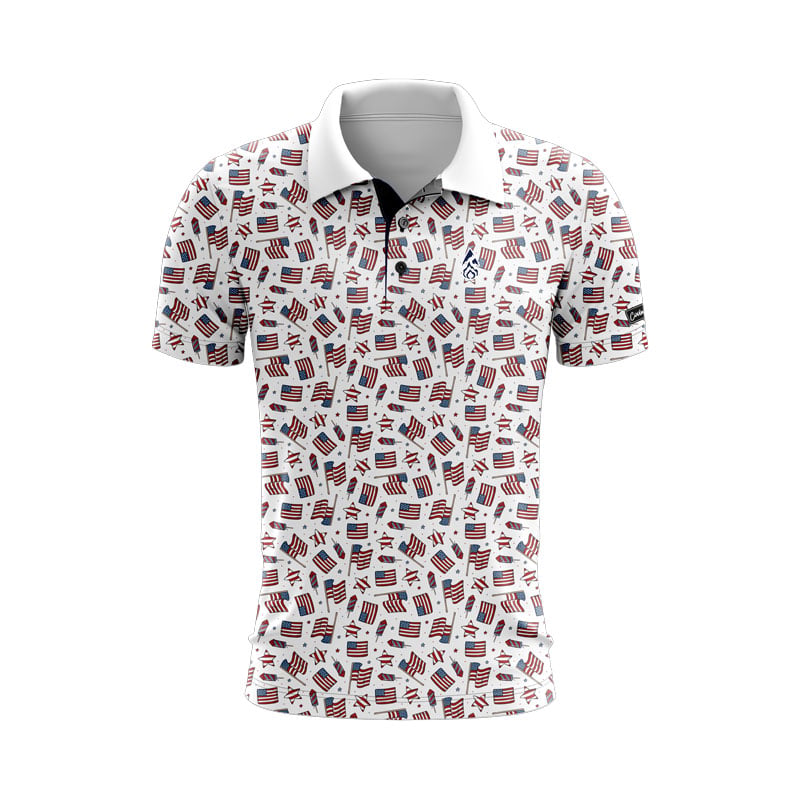 CoolWick Star Spangled Rockets Everyday Button Polo