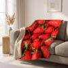 CoolWick Strawberries Sherpa Lined Throw Blanket