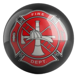 Fire Dept Shield Black bowling ball front