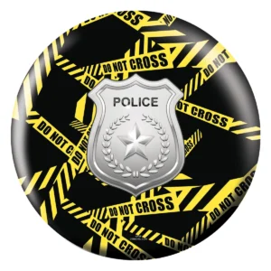 Police Dept Yellow Tape bowling ball back