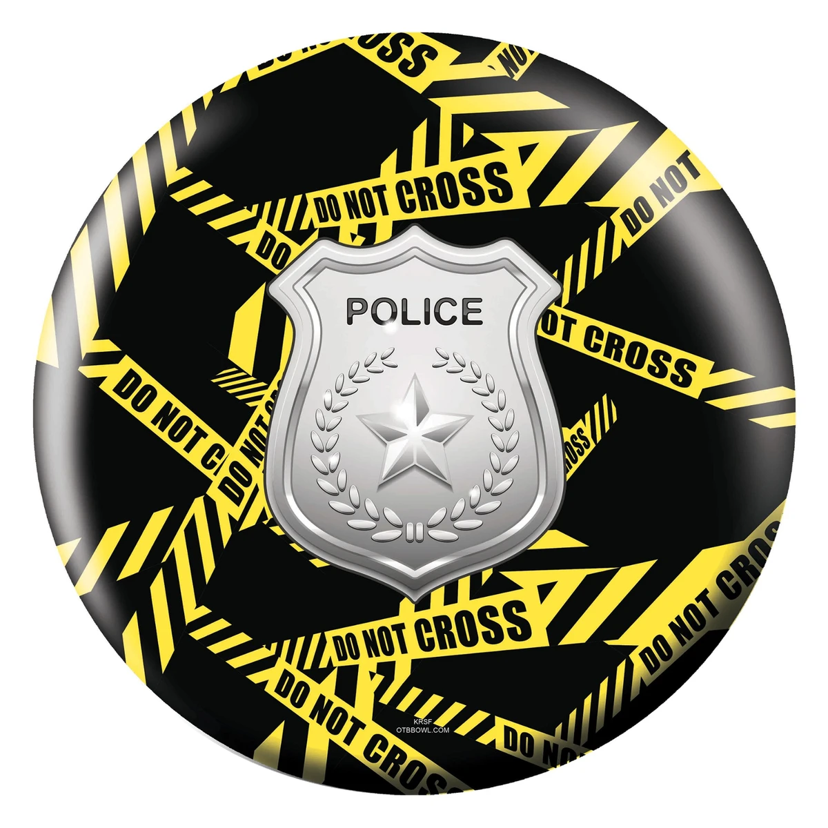 Police Dept Yellow Tape bowling ball front