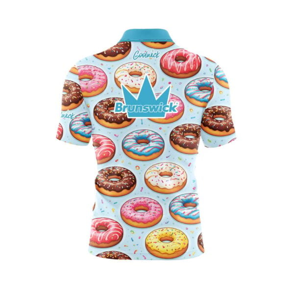 Brunswick Blue Doughnut Quick Ship CoolWick Sash Zip Bowling Jersey - Image 2