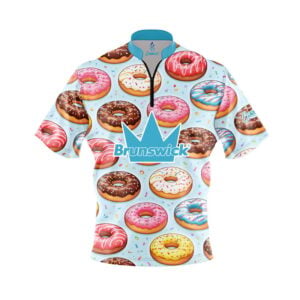 Brunswick Blue Doughnut Quick Ship CoolWick Sash Zip Bowling Jersey
