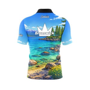 Alternative view of Brunswick Lake Tahoe Quick Ship CoolWick Sash Zip Bowling Jersey
