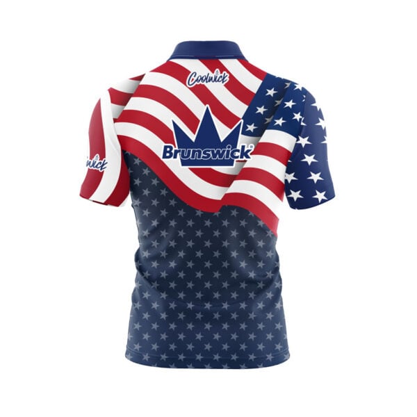 Brunswick USA Freedom Quick Ship CoolWick Sash Zip Bowling Jersey - Image 2