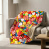 CoolWick I Want Candy Sherpa Lined Throw Blanket