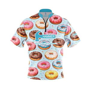 Hammer Blue Doughnut Quick Ship CoolWick Sash Zip Bowling Jersey