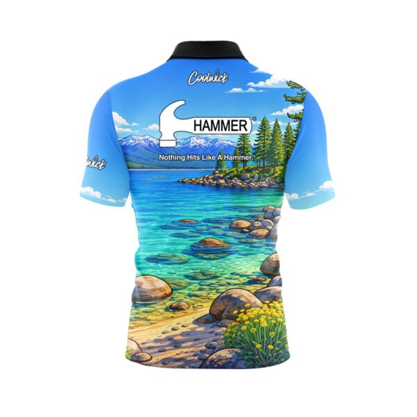 Hammer Lake Tahoe Quick Ship CoolWick Sash Zip Bowling Jersey - Image 2