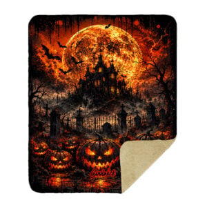 Alternative view of CoolWick Harvest of Horror Sherpa Lined Throw Blanket