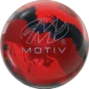 Motiv Frenzy Red Black Pearl bowling ball, back view