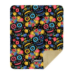 Alternative view of CoolWick Muertos Sherpa Lined Throw Blanket