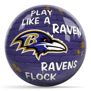 OTB NFL Baltimore Ravens Graffiti Wall Bowling Ball front view