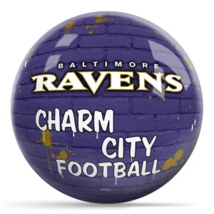 OTB NFL Baltimore Ravens Graffiti Wall Bowling Ball back view
