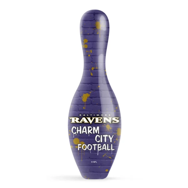 OTB NFL Baltimore Ravens Graffiti Wall Bowling Pin back view