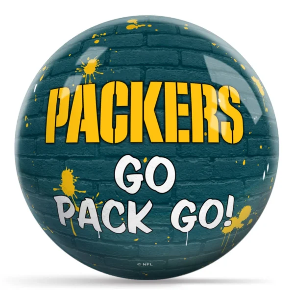 OTB NFL Green Bay Packers Graffiti Wall Bowling Ball back view