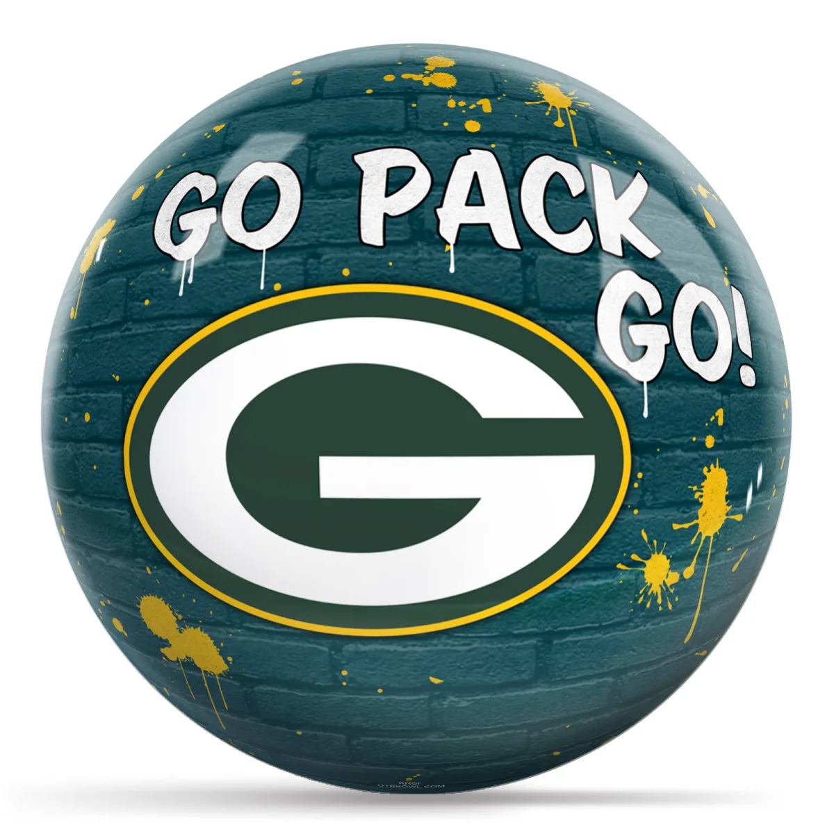OTB NFL Green Bay Packers Graffiti Wall Bowling Ball front view