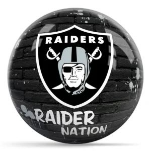 OTB NFL Las Vegas Raiders Graffiti Wall Bowling Ball front view